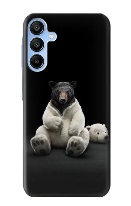 W0878 Black Bear Hard Case and Leather Flip Case For Samsung Galaxy A15 5G