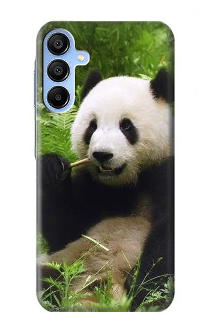 W1073 Panda Enjoy Eating Hard Case and Leather Flip Case For Samsung Galaxy A15 5G