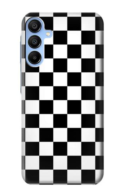 W1611 Black and White Check Chess Board Hard Case and Leather Flip Case For Samsung Galaxy A15 5G