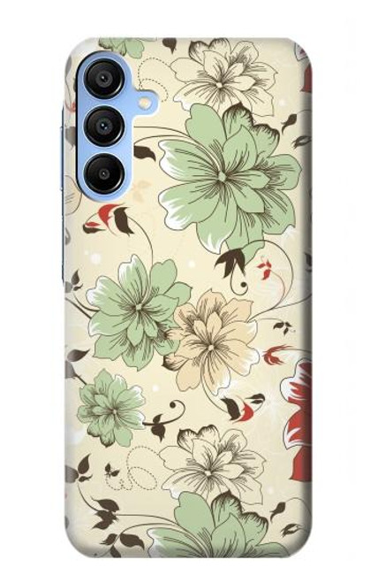 W2179 Flower Floral Vintage Art Pattern Hard Case and Leather Flip Case For Samsung Galaxy A15 5G