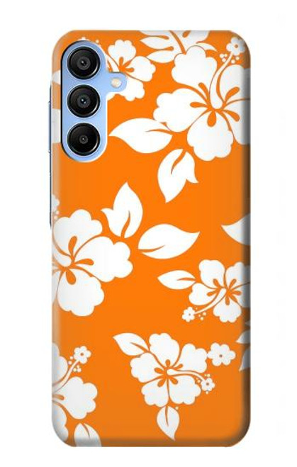 W2245 Hawaiian Hibiscus Orange Pattern Hard Case and Leather Flip Case For Samsung Galaxy A15 5G