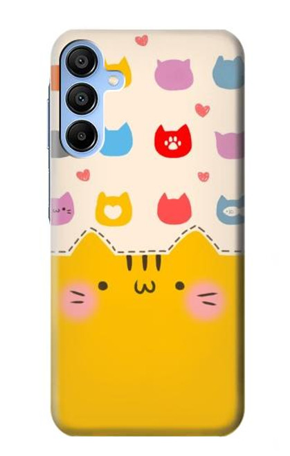 W2442 Cute Cat Cartoon Funny Hard Case and Leather Flip Case For Samsung Galaxy A15 5G