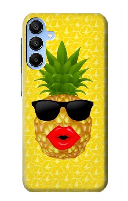 W2443 Funny Pineapple Sunglasses Kiss Hard Case and Leather Flip Case For Samsung Galaxy A15 5G