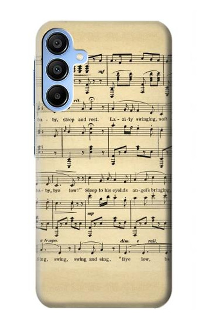 W2504 Vintage Music Sheet Hard Case and Leather Flip Case For Samsung Galaxy A15 5G