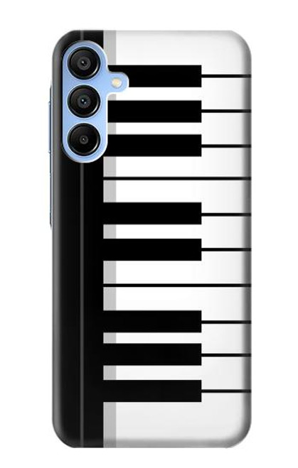 W3078 Black and White Piano Keyboard Hard Case and Leather Flip Case For Samsung Galaxy A15 5G