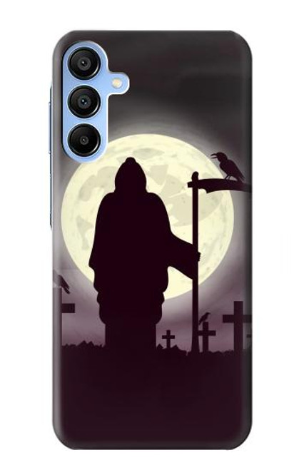 W3262 Grim Reaper Night Moon Cemetery Hard Case and Leather Flip Case For Samsung Galaxy A15 5G