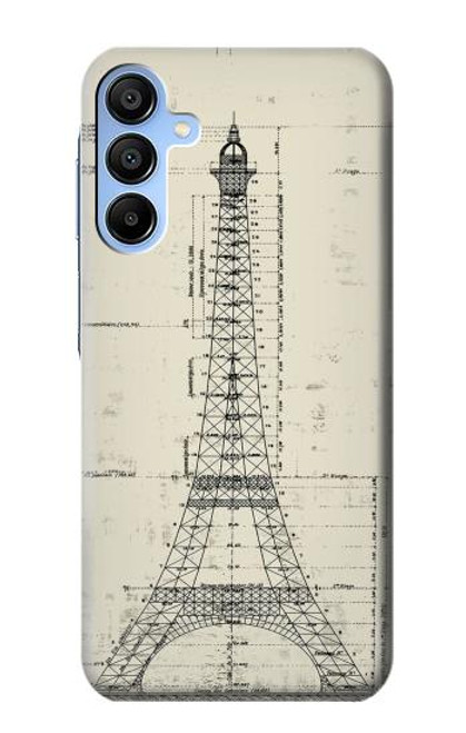 W3474 Eiffel Architectural Drawing Hard Case and Leather Flip Case For Samsung Galaxy A15 5G