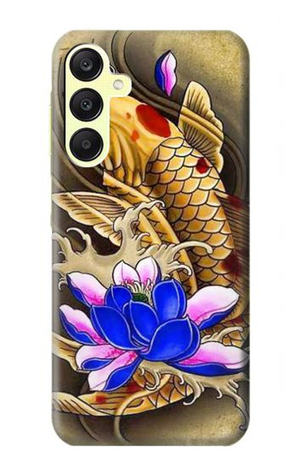 W1604 Carp Koi Fish Japanese Tattoo Hard Case and Leather Flip Case For Samsung Galaxy A25 5G