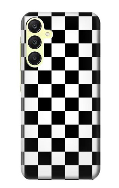 W1611 Black and White Check Chess Board Hard Case and Leather Flip Case For Samsung Galaxy A25 5G