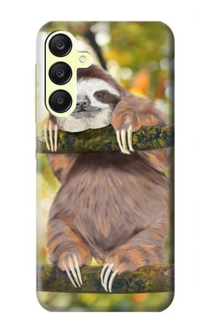 W3138 Cute Baby Sloth Paint Hard Case and Leather Flip Case For Samsung Galaxy A25 5G