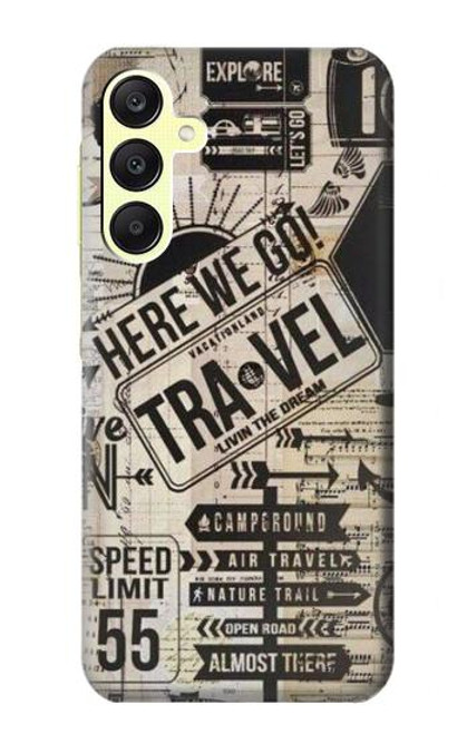 W3441 Vintage Travel Hard Case and Leather Flip Case For Samsung Galaxy A25 5G