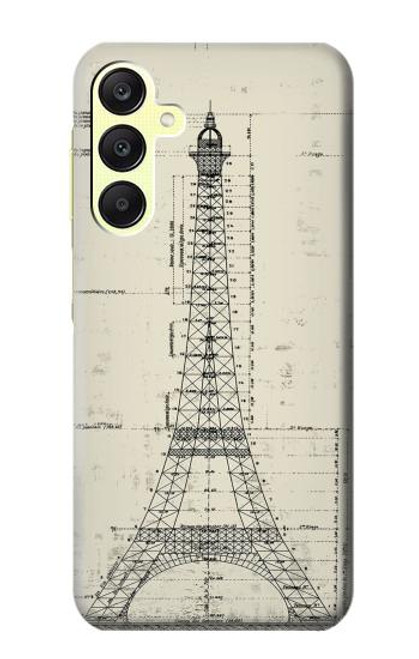 W3474 Eiffel Architectural Drawing Hard Case and Leather Flip Case For Samsung Galaxy A25 5G