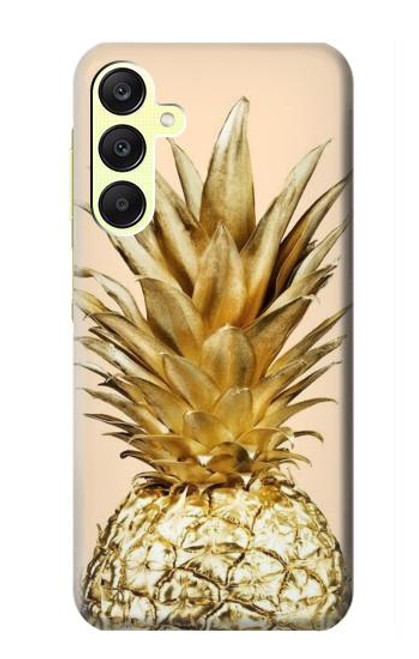W3490 Gold Pineapple Hard Case and Leather Flip Case For Samsung Galaxy A25 5G