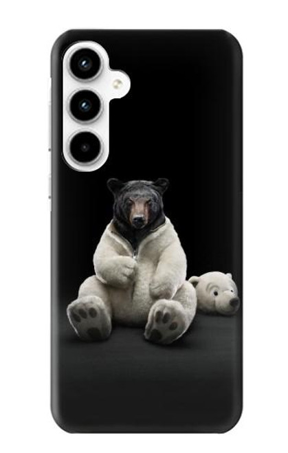 W0878 Black Bear Hard Case and Leather Flip Case For Samsung Galaxy A35 5G