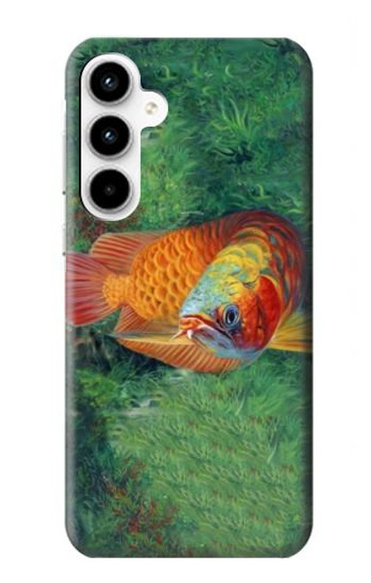 W1157 Red Arowana Fish Hard Case and Leather Flip Case For Samsung Galaxy A35 5G