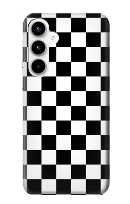 W1611 Black and White Check Chess Board Hard Case and Leather Flip Case For Samsung Galaxy A35 5G