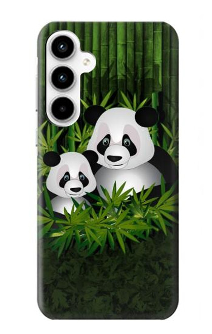 W2441 Panda Family Bamboo Forest Hard Case and Leather Flip Case For Samsung Galaxy A35 5G