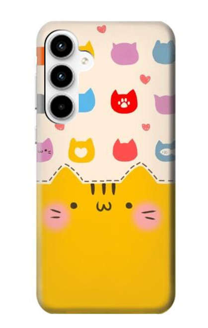 W2442 Cute Cat Cartoon Funny Hard Case and Leather Flip Case For Samsung Galaxy A35 5G