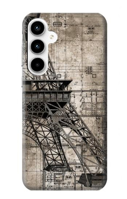 W3416 Eiffel Tower Blueprint Hard Case and Leather Flip Case For Samsung Galaxy A35 5G