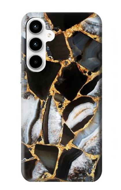 W3419 Gold Marble Graphic Print Hard Case and Leather Flip Case For Samsung Galaxy A35 5G