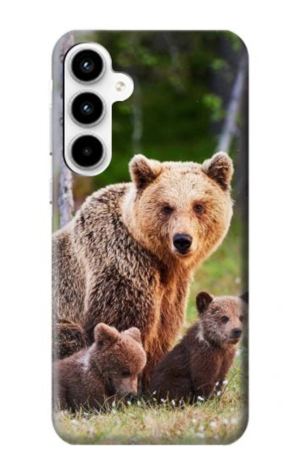 W3558 Bear Family Hard Case and Leather Flip Case For Samsung Galaxy A35 5G