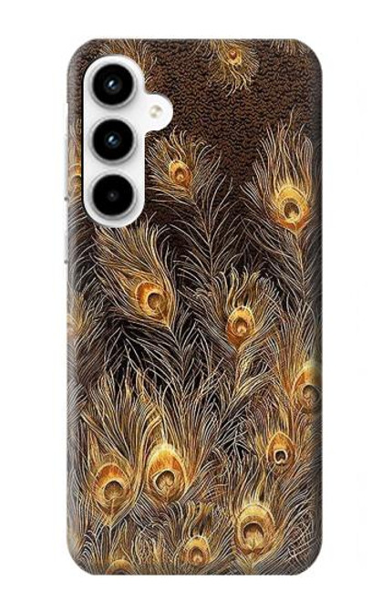 W3691 Gold Peacock Feather Hard Case and Leather Flip Case For Samsung Galaxy A35 5G