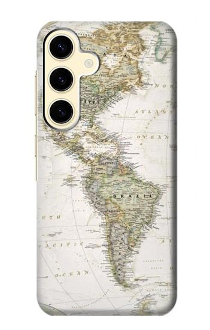 W0604 World Map Hard Case and Leather Flip Case For Samsung Galaxy S24