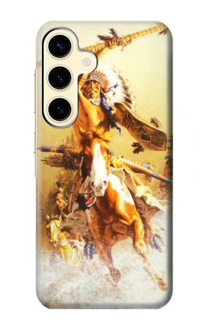 W1087 Red Indian Warrior Hard Case and Leather Flip Case For Samsung Galaxy S24