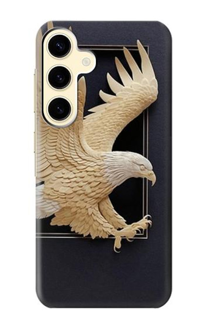 W1383 Paper Sculpture Eagle Hard Case and Leather Flip Case For Samsung Galaxy S24