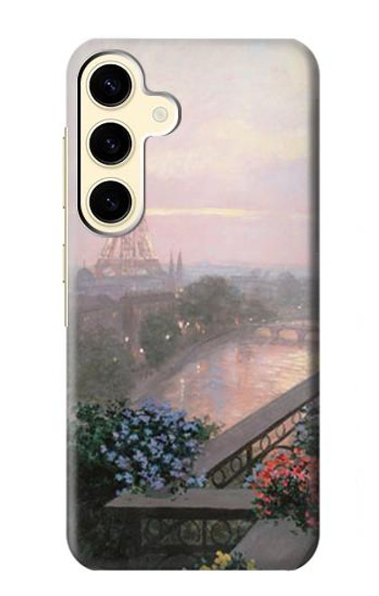 W1443 Terrace in Paris Eifel Hard Case and Leather Flip Case For Samsung Galaxy S24