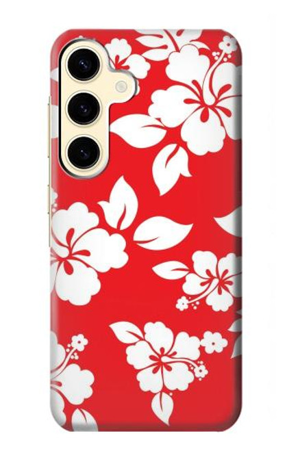 W1949 Hawaiian Hibiscus Pattern Hard Case and Leather Flip Case For Samsung Galaxy S24