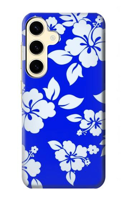 W2244 Hawaiian Hibiscus Blue Pattern Hard Case and Leather Flip Case For Samsung Galaxy S24