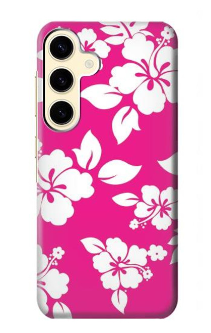 W2246 Hawaiian Hibiscus Pink Pattern Hard Case and Leather Flip Case For Samsung Galaxy S24