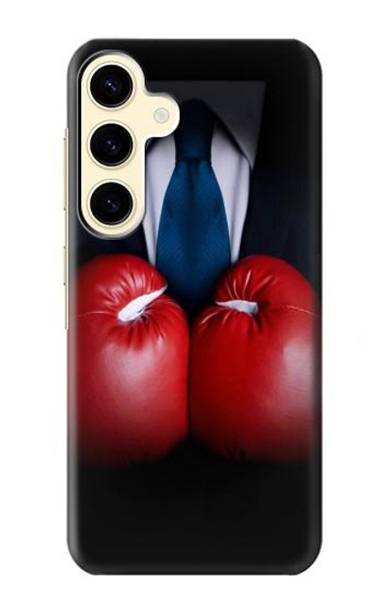 W2261 Businessman Black Suit With Boxing Gloves Hard Case and Leather Flip Case For Samsung Galaxy S24