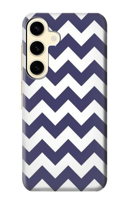 W2345 Navy Blue Shavron Zig Zag Pattern Hard Case and Leather Flip Case For Samsung Galaxy S24