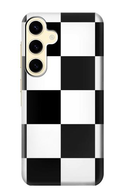 W2492 Black and White Check Hard Case and Leather Flip Case For Samsung Galaxy S24