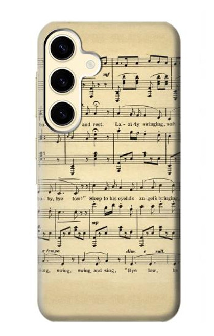 W2504 Vintage Music Sheet Hard Case and Leather Flip Case For Samsung Galaxy S24