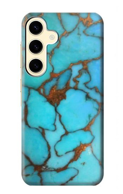 W2685 Aqua Turquoise Gemstone Graphic Printed Hard Case and Leather Flip Case For Samsung Galaxy S24