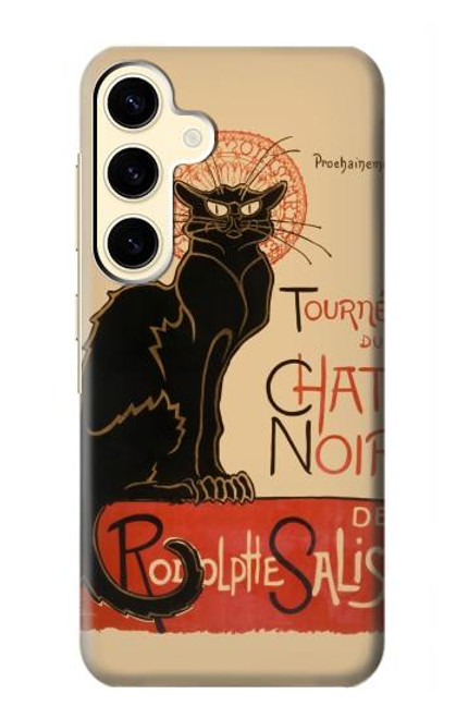 W2739 Chat Noir Black Cat Vintage Hard Case and Leather Flip Case For Samsung Galaxy S24