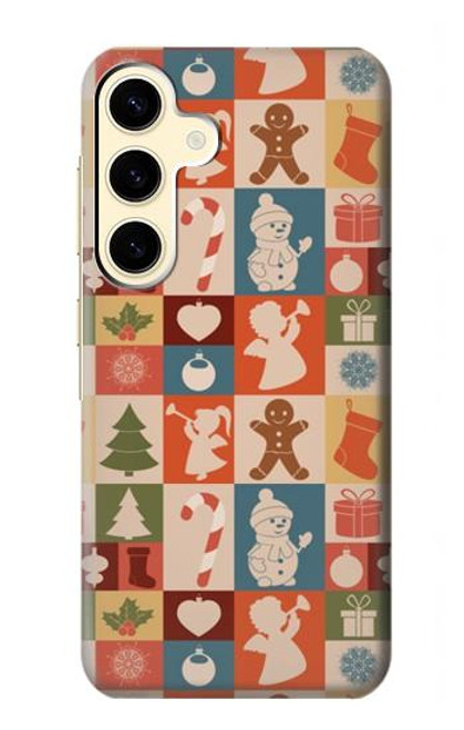 W2854 Cute Xmas Pattern Hard Case and Leather Flip Case For Samsung Galaxy S24