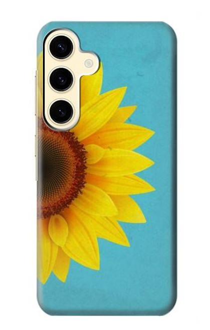 W3039 Vintage Sunflower Blue Hard Case and Leather Flip Case For Samsung Galaxy S24