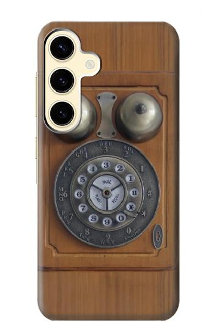 W3146 Antique Wall Retro Dial Phone Hard Case and Leather Flip Case For Samsung Galaxy S24