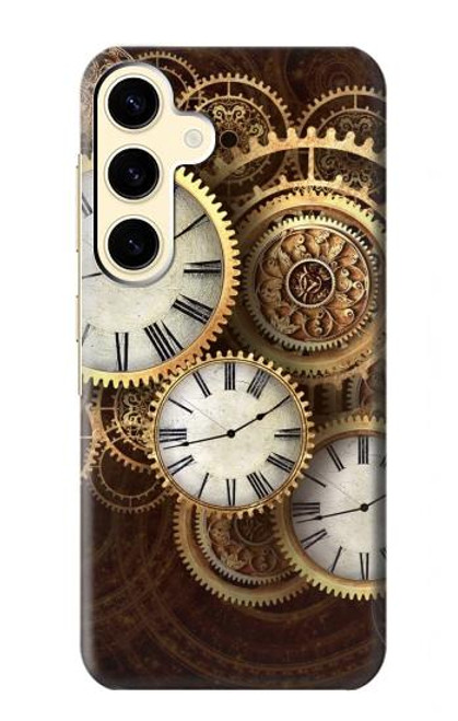 W3172 Gold Clock Live Hard Case and Leather Flip Case For Samsung Galaxy S24