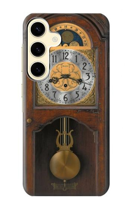 W3173 Grandfather Clock Antique Wall Clock Hard Case and Leather Flip Case For Samsung Galaxy S24