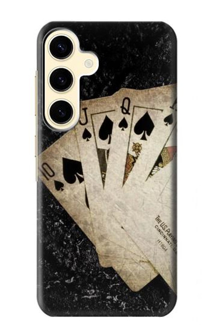 W3231 Vintage Royal Straight Flush Cards Hard Case and Leather Flip Case For Samsung Galaxy S24