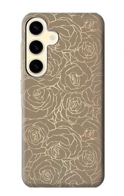 W3466 Gold Rose Pattern Hard Case and Leather Flip Case For Samsung Galaxy S24