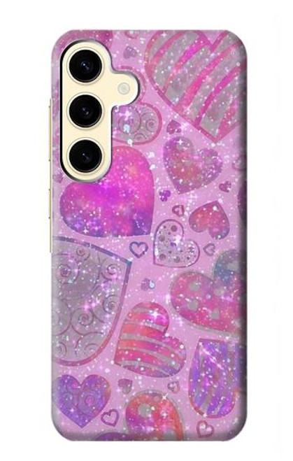 W3710 Pink Love Heart Hard Case and Leather Flip Case For Samsung Galaxy S24