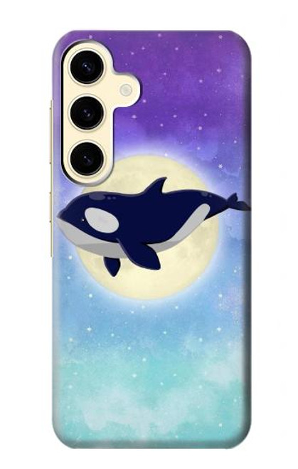 W3807 Killer Whale Orca Moon Pastel Fantasy Hard Case and Leather Flip Case For Samsung Galaxy S24