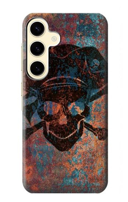 W3895 Pirate Skull Metal Hard Case and Leather Flip Case For Samsung Galaxy S24