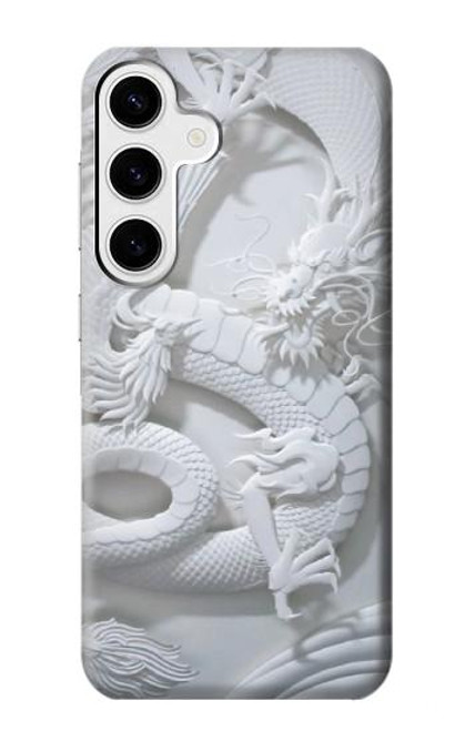 W0386 Dragon Carving Hard Case and Leather Flip Case For Samsung Galaxy S24 Plus